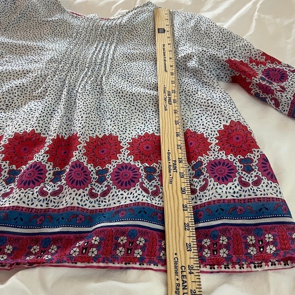 Boden Floral Border 3/4 Sleeve Sz 10 Lightweight Hippie Peasant Boho Blouse - Picture 6 of 11